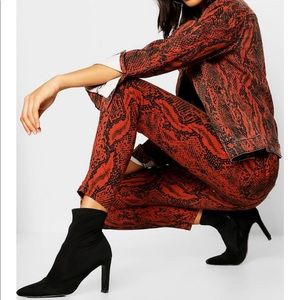 RED Snake Print Skinny Jeans